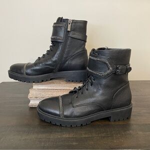 JESSICA Simpson Karia Bling Buckle Combat Boot Bootie Shoes 6.5 NEW Lace Up Moto